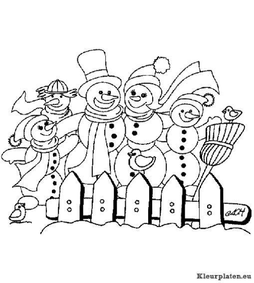 Sneeuwpop kleurplaten