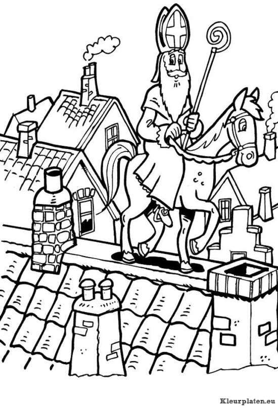 Sint balanceert met paard op het dak